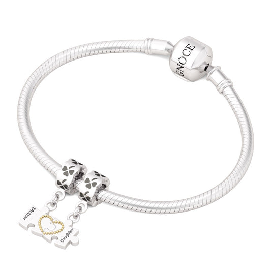 Gnoce "Never Be Apart" 2 Piece Heart Halves Matching Mother and Daughter Handcrafted 925 Sterling Silver Charm for Mother's Day_3