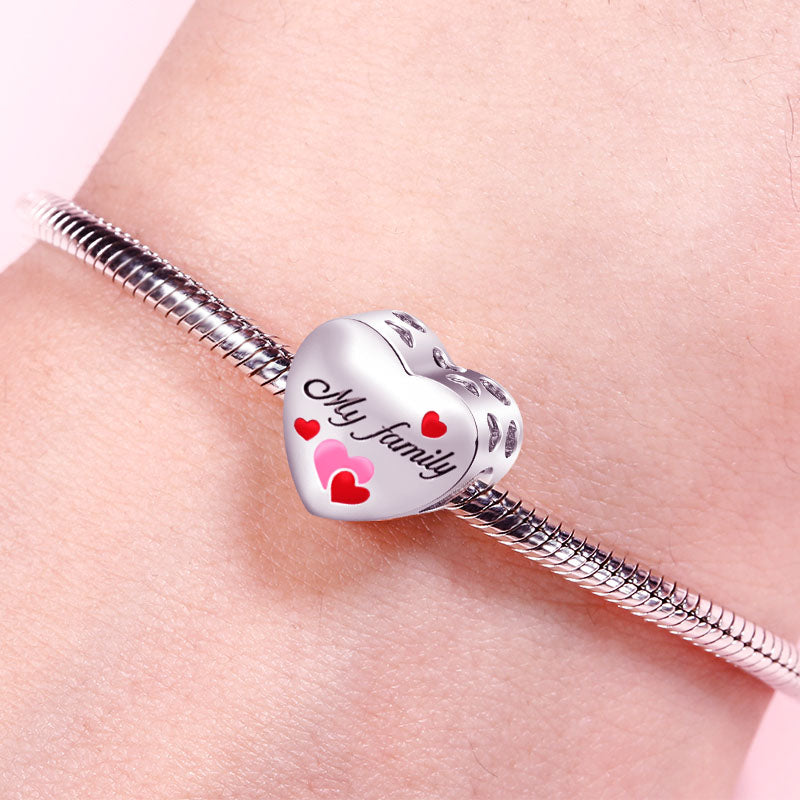 Gnoce "Love My Family "Family Heart Photo Charms to Make a Record the Memory of Your Family_3