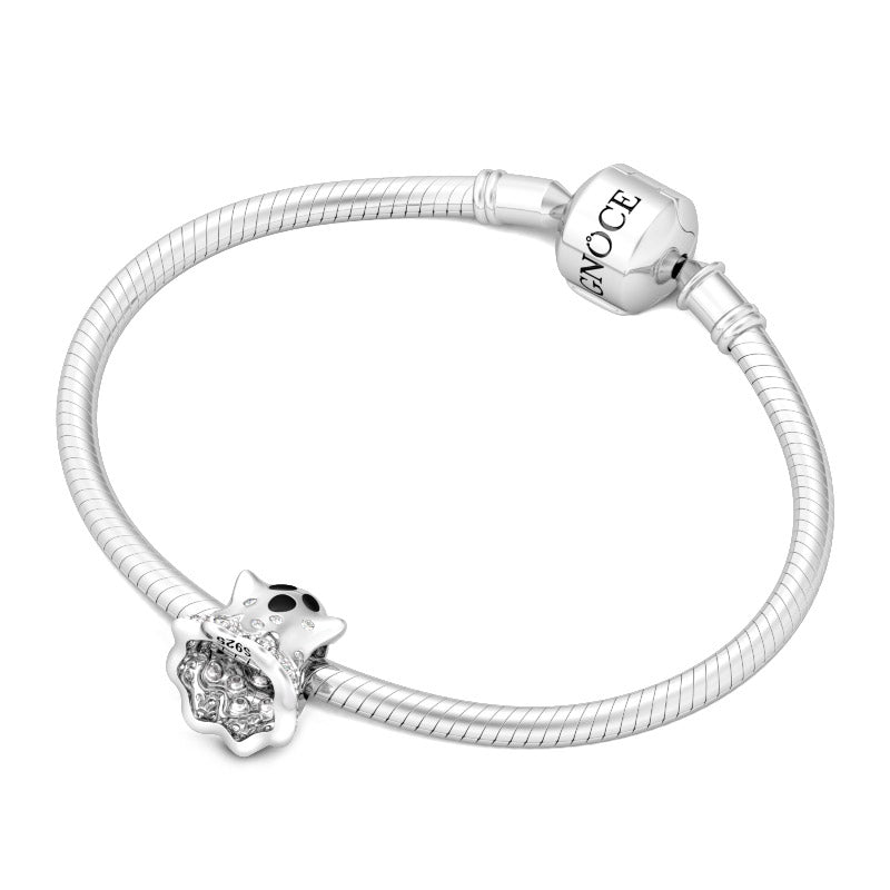 Gnoce "Halloween Ghost" Craft Style Halloween Ghost 925 Sterling Silver Studded with Clear CZ Ghost Charm_3