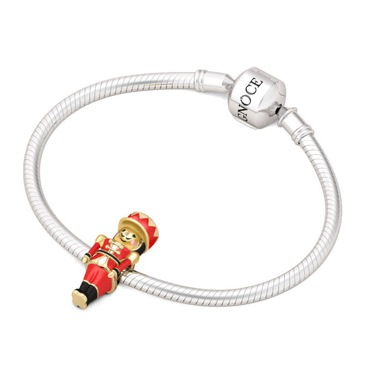 Gnoce "Christmas Gift" Special Yellow Gold Plated Festivity Decorative Nutcracker 925 Sterling Silver Charm Bead_3