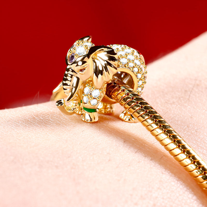 Gnoce "Lucky Elephant" Thai Elephant Charm 18k Gold Plated with Cz Sterling Silver_3