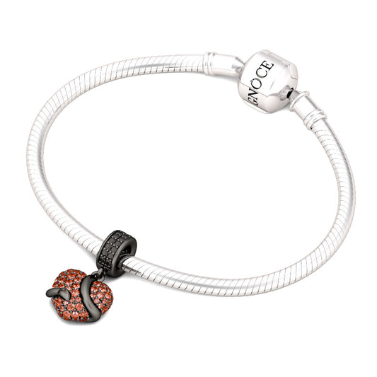 Gnoce "Snake Coiled on the Heart "925 Sterling Silver Stunning CZ Dazzling Garnet Stones Snake Heart Charm_3