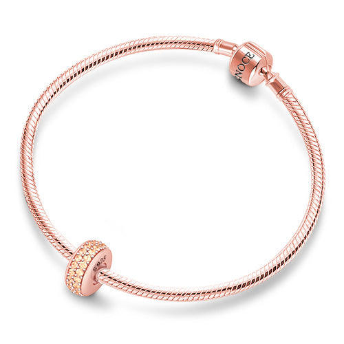 Gnoce "Shinning Love" Rose Gold With Champagne Stones Stopper Sterling silver - Fit for Bracelet_3