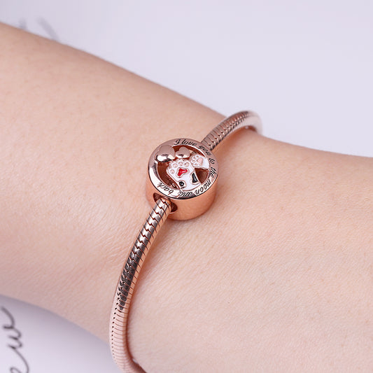 Gnoce "Love You to The Moon and Back" Paws Photo Charm Sterling Silver 18K Rose Gold_3