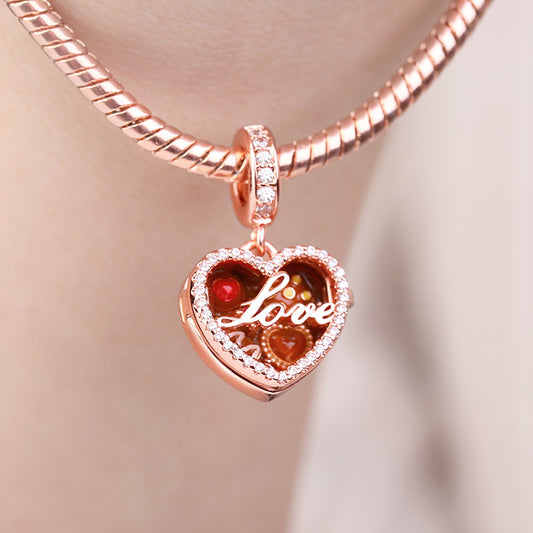 Gnoce "A Box Of Love" 18K Rose Gold Plated Chocolate Box Sterling Silver Charm Pendant_3