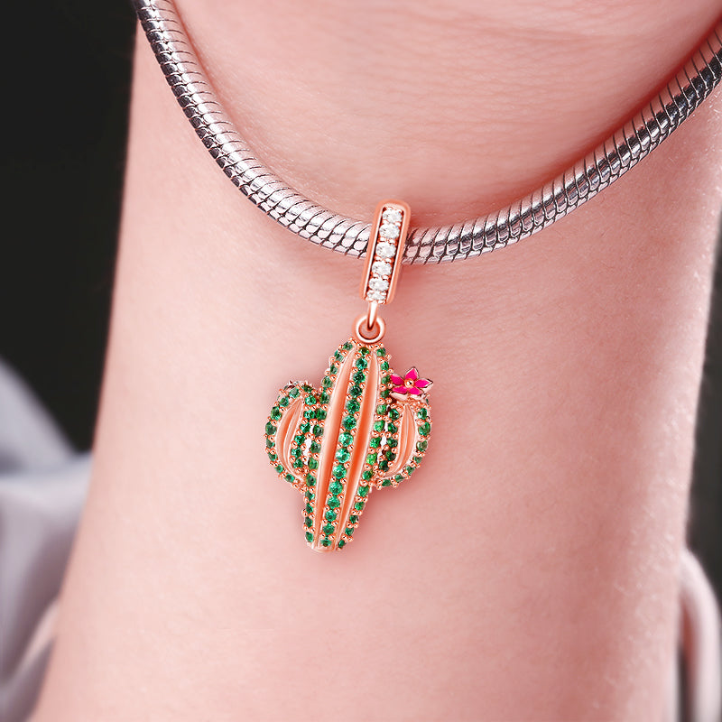 Gnoce "Unconditional Love" Cactus Charm Plants Pendant Sterling Silver with Cz for Mom_3