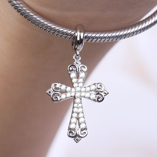 Gnoce "Amen, God Bless You" Jesus Cross Pendant Charms for Necklace with Zircon Stones_3