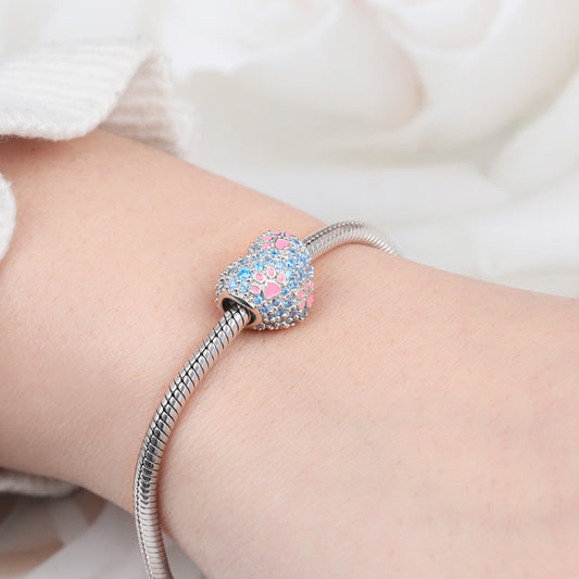 Gnoce "Your Paw Prints on My Heart" Dog Cat Paws Charm Sterling Silver_3