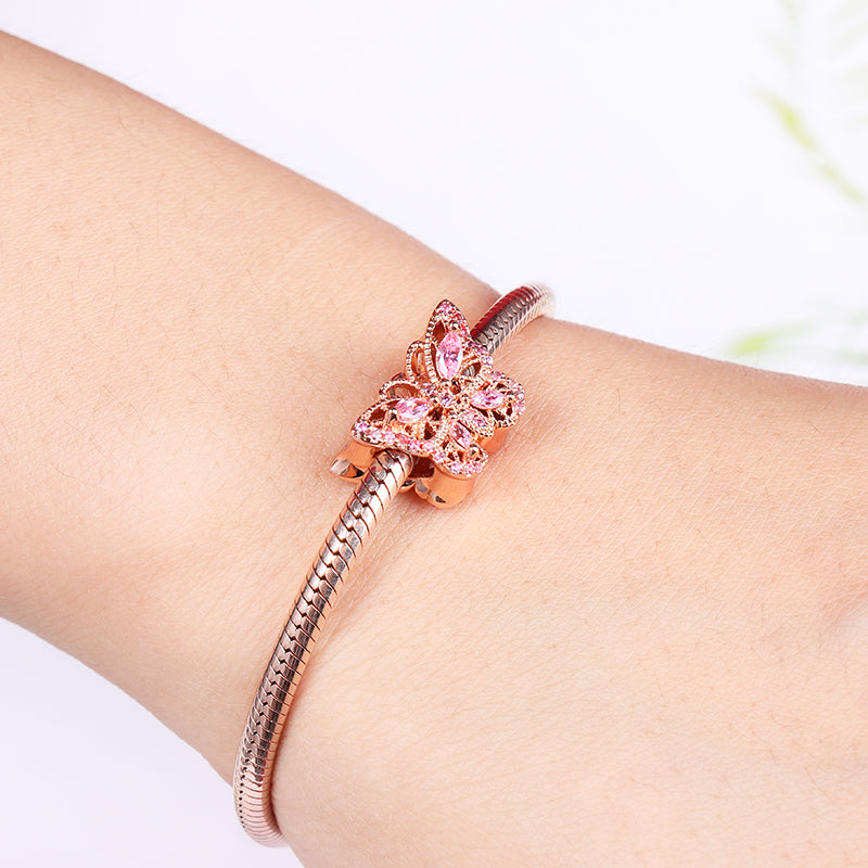 Butterfly Charm Bead 925 Sterling Silver 18k Rose Gold Plated_3