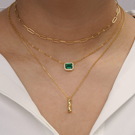 Letter I Pendant Bamboo Initial Necklace Adjustable Chain Length 18k Gold Plated 925 Sterling Silver_5