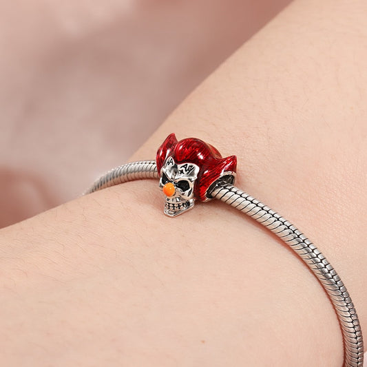 Clown Skull Charm Bead 925 Sterling Silver_3