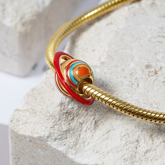 Saturn Charm Bead Sterling Silver 18K Gold Plated_3