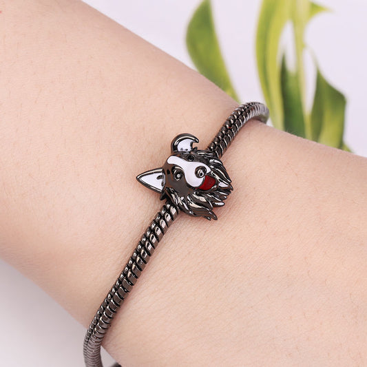 Gnoce "Grazing Employee" Black White Border Collie Dog Charm Bead 925 Sterling Silver_3