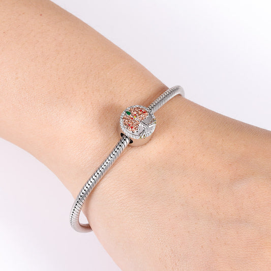 Tree of Life Stopper for Charm Bracelet Sterling Silver 18K Rose Gold Plated inlaid with Stones Mother's Day Gift_4