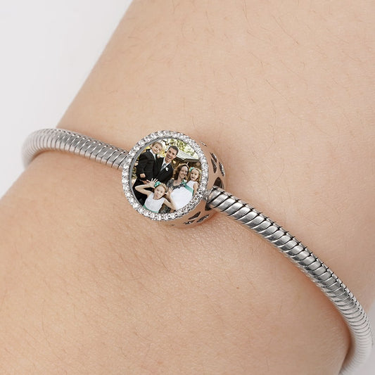 Tree of Life Personalized Photo Charm Bead 925 Sterling Silver inlaid with Stones Mother's Day Gift_3