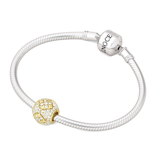 Gnoce "Shinning Star" S925 Sterling Silver Cubic Zirconia Charm Beads Gift for Her Suitable for Necklace Fit Pandora Bracelet_3