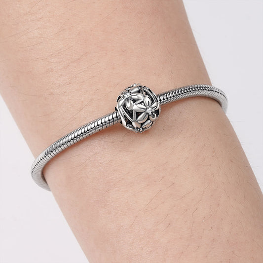 Flowers Blooming Charm Bead Sterling Silver_3