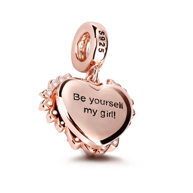 Gnoce "Heart With Angel Wing" 18k Rose Gold Plated Engravable Photo Charm Pendant_6