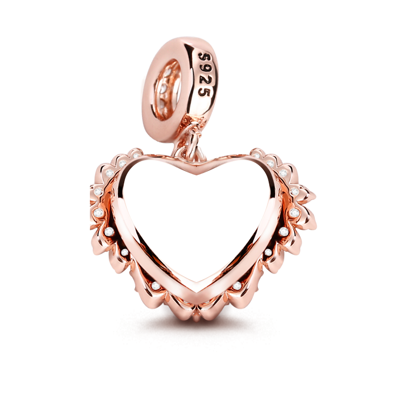 Gnoce "Heart With Angel Wing" 18k Rose Gold Plated Engravable Photo Charm Pendant_4