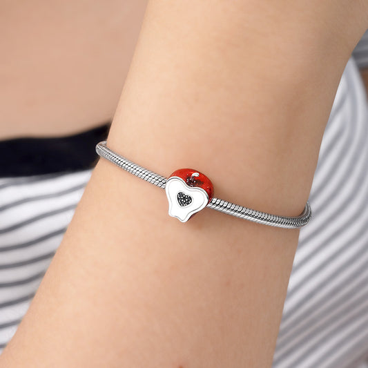 Black Heart Apple Charm Bead Sterling Silver_4