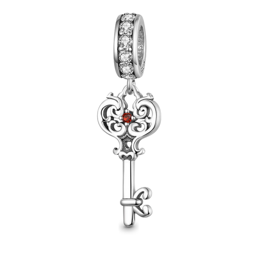 Key Pendant Dangle Charm Sterling Silver Inlaid with Crystal Gemstones_1