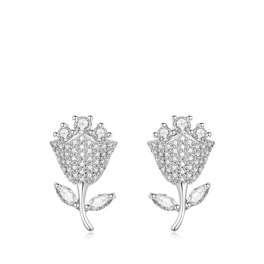 Zircon Pave Flower Earrings Natural Collection_1