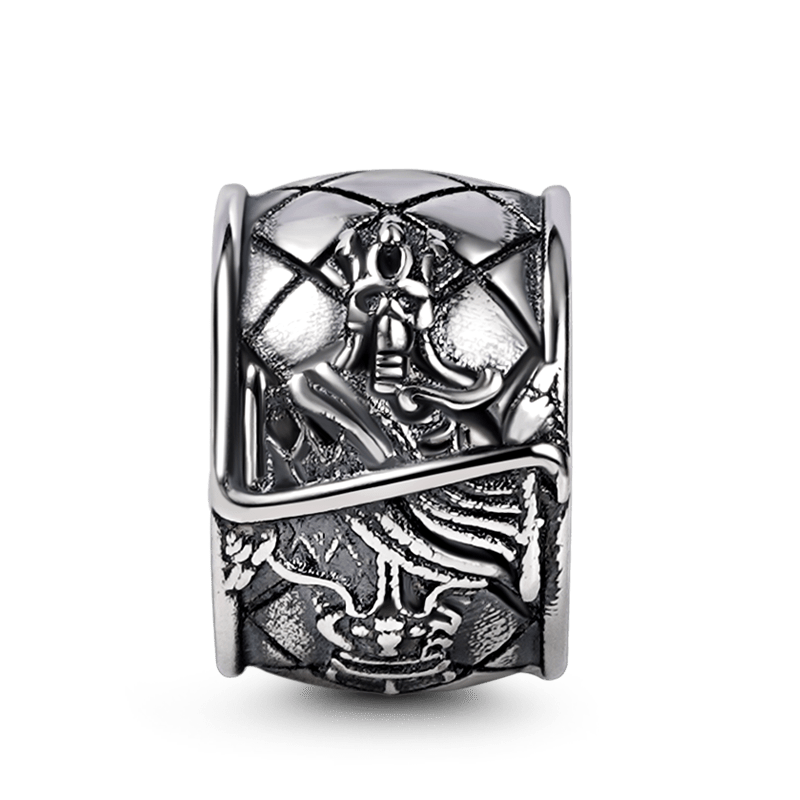 "Luck" Dice & King Men's Vintage Bead S925 Sterling Silver with Gift Copper Black Leather Men's Bracelet Jewelry for Men_2