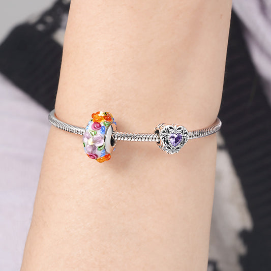 Colorful Flowers Charm Bead 925 Sterling Silver_3