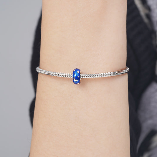 Azure Starry Sky Stopper for Charm Bracelets 925 Sterling Silver with Enamels_3