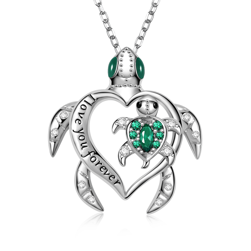 Turtle " I love you forever" Parent-child Necklace Mother's Day and Father's Day Gift_1