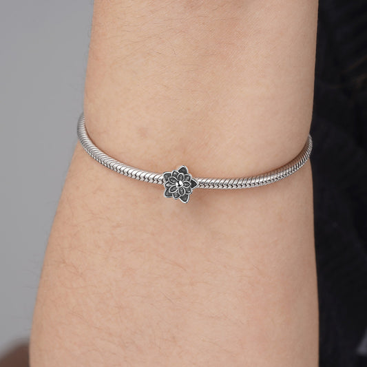 Vintage Lotus Stopper for Charm Bracelets 925 Sterling Silver_3