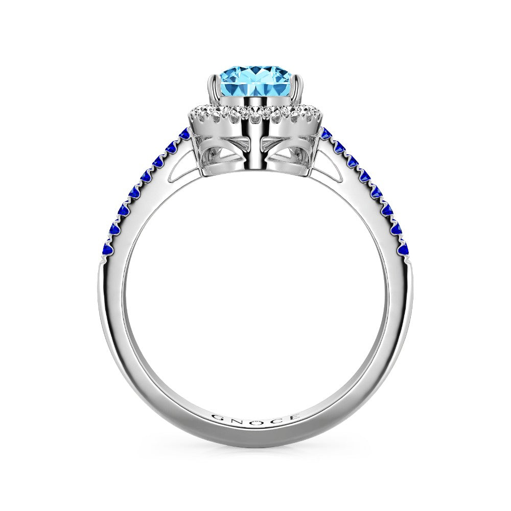 Sparkling BlueTeardrop Ring 925 Sterling Silver Inlaid with Clear Gemstones_3