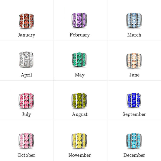 Gnoce  "Lucky Month" Birthstone 925 Sterling Silver Gift Crystal Bead Charm_4