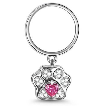 Gnoce "My Pet, My Family" Cat Dog Engravable Photo Charm Pet Paw Pendant With Cz_3