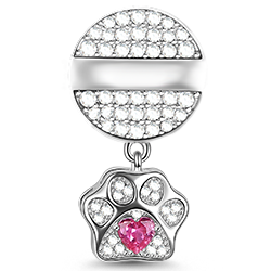 Gnoce "My Pet, My Family" Cat Dog Engravable Photo Charm Pet Paw Pendant With Cz_5