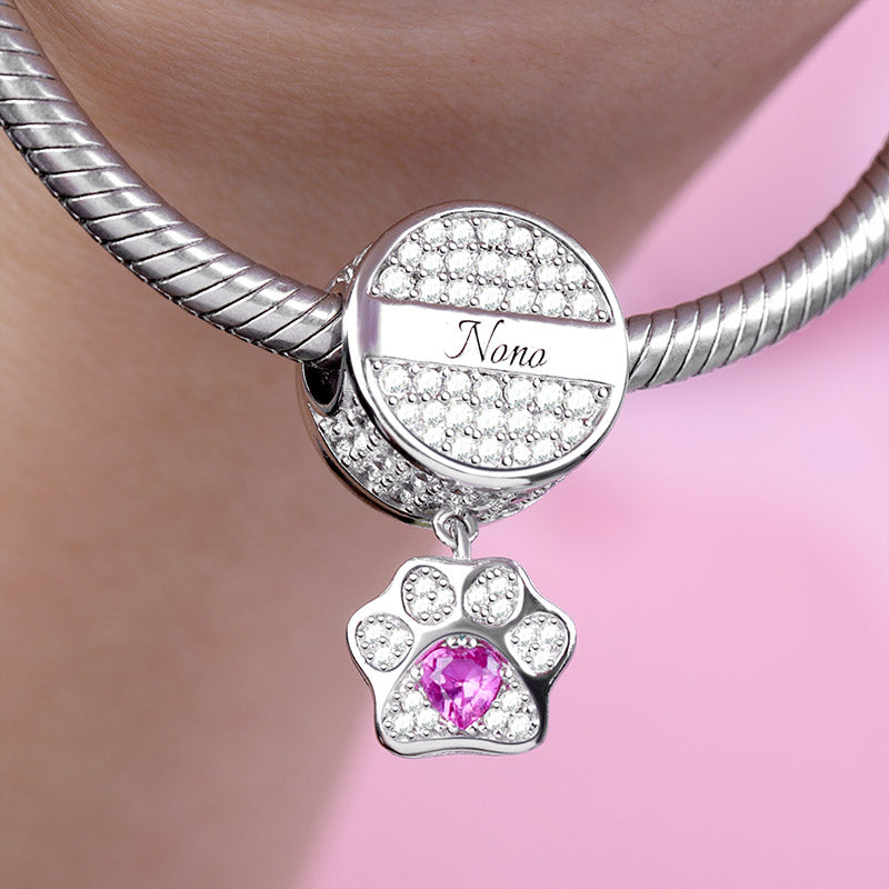 Gnoce "My Pet, My Family" Cat Dog Engravable Photo Charm Pet Paw Pendant With Cz_7