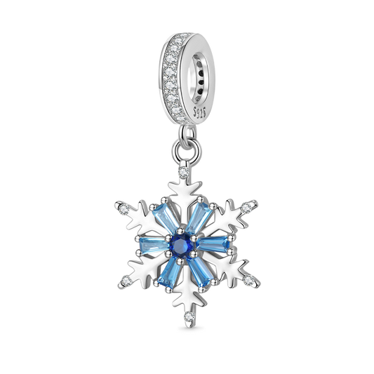 Blue Crystal Snow Pendant Dangle Charm 925 Sterling Silver_1