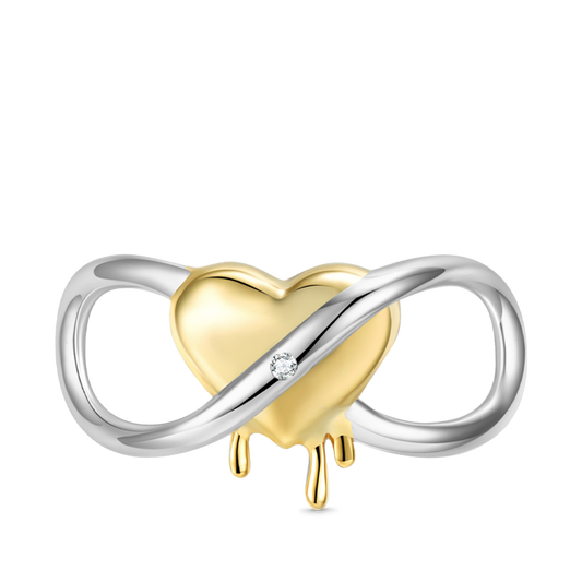Infinite love Charm with 18K Gold Plated Heart Bead 925 Sterling Silver_1