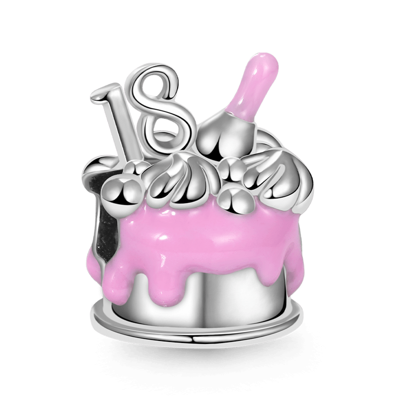 Gnoce 18th Birthday Cake 925 Sterling Silver Charm Bead_1