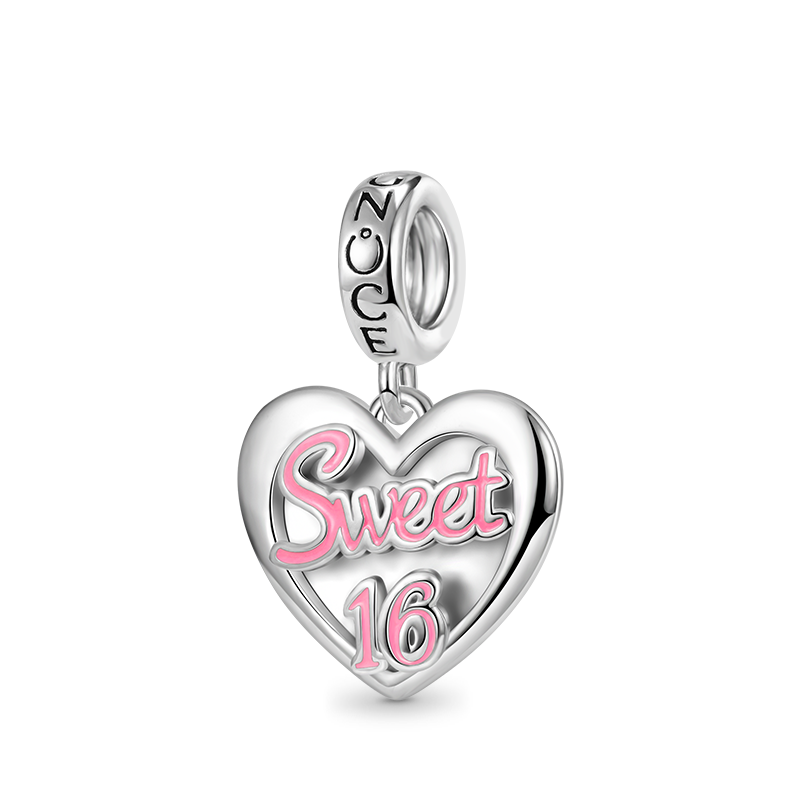 Gnoce "Sweet 16" Heart Engravable Pendant Dangle Charm_5