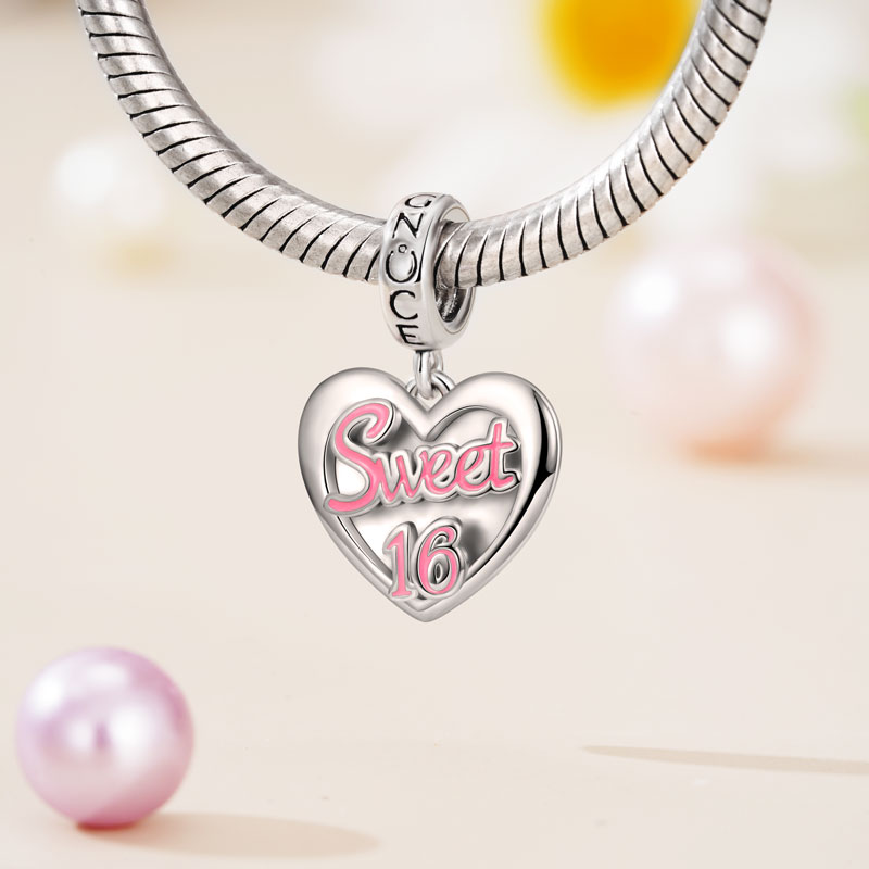 Gnoce "Sweet 16" Heart Engravable Pendant Dangle Charm_6