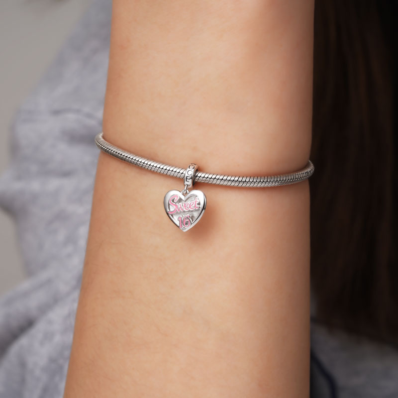 Gnoce "Sweet 16" Heart Engravable Pendant Dangle Charm_7