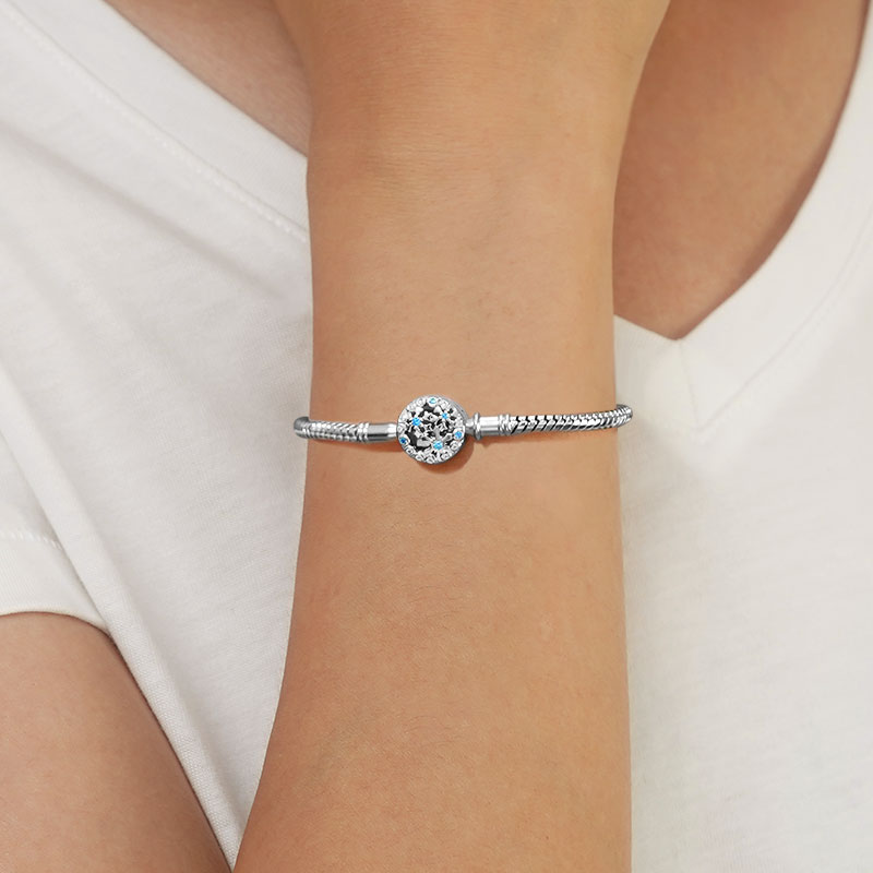 Gnoce Sparkling Snowflake Basic Snake Chain Bracelet_5