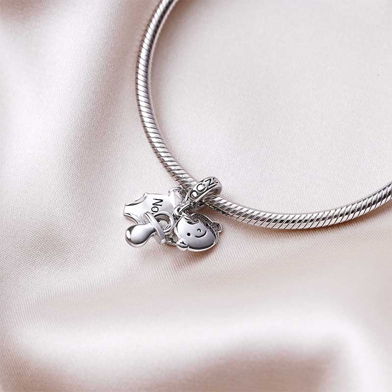 Gnoce Baby Pacifier & T-shirt Engravable Pendant Dangle Charm_2