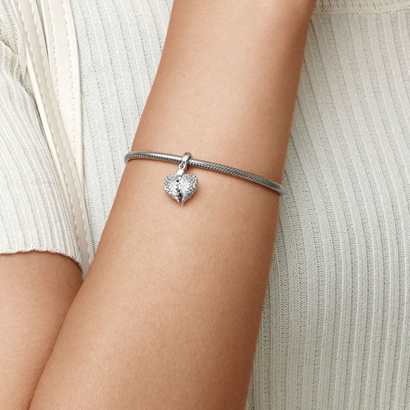 Gnoce Angel Wings Heart Engravable Pendant Dangle Charm_5