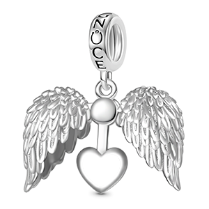 Gnoce Pendentif Gravable Cœur Ailes d'Ange