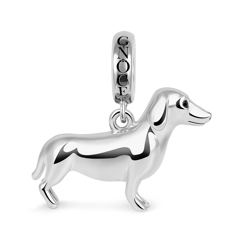 Gnoce "Stubborn but Loyal" Polished Dachshund Charm Pendant 925 Sterling Silver_1