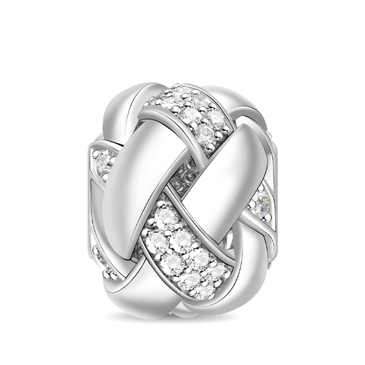 Gnoce "Interwoven love" 925 Sterling Silver Charm with Cubic Zirconia Handcrafted to Your Bracelet or Necklace_1