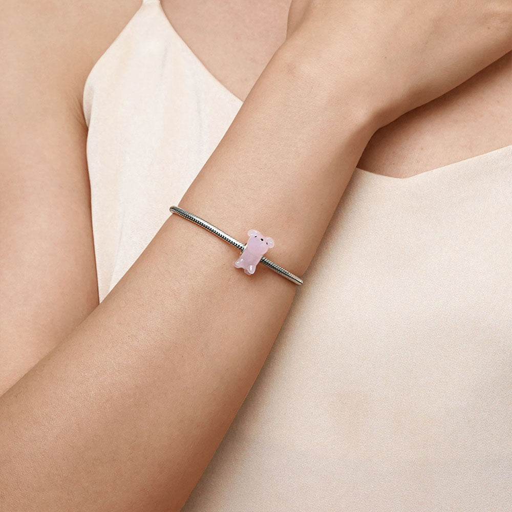 Gnoce Pink Mouse Murano Glass Charm_5