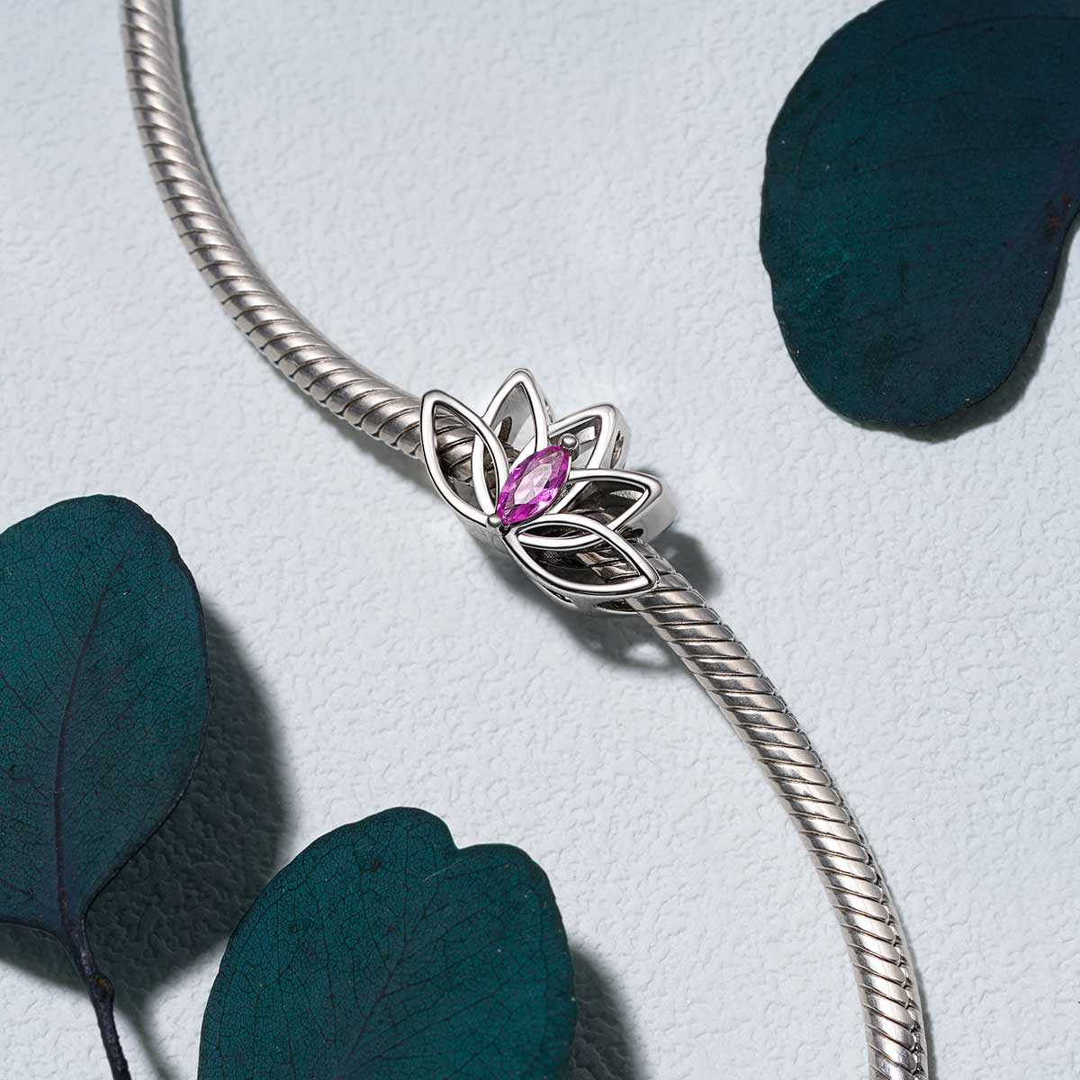 Gnoce Lotus Flower Birthstone Charm_4